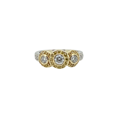3 Stone Yellow & White Diamond