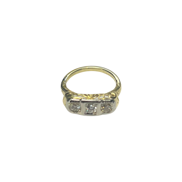 3 Stone Vintage Filagree Ring