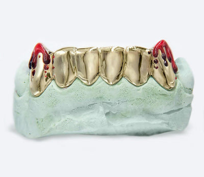 Solid grillz with blood dripping from fangs