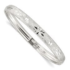 Sterling Silver Diamond-cut Flexible Bangle