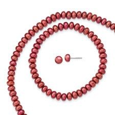 Sterling Silver Red 6-7mm FW Cultured Pearl Set