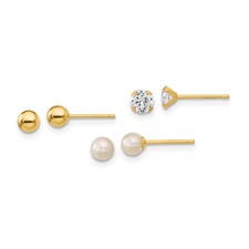 14k 3 Pair Earring Set